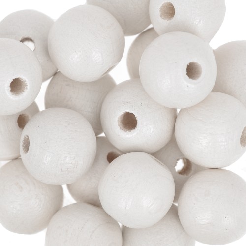 Wooden round beads 10mm white x10