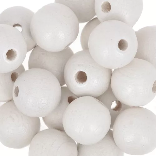 Wooden round beads 10mm white x10