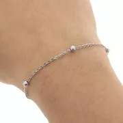 3.5mm 304 Stainless steel cable mesh chain alternating round beads x50cm