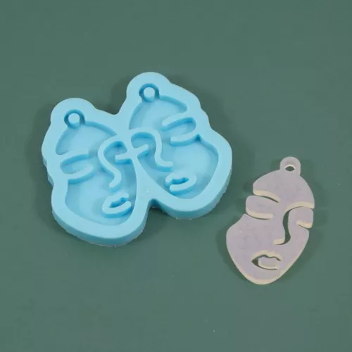 Silicone mould - face earrings for epoxy resin and ceramic powder x1