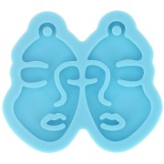 Silicone mould - face earrings for epoxy resin and ceramic powder x1