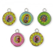 Charms Saints 24mm Silver tone x5