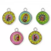 Charms Saints 24mm Silver tone x5