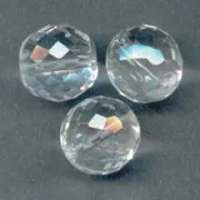 Fire Polished faceted round beads 14mm Crystal  x4