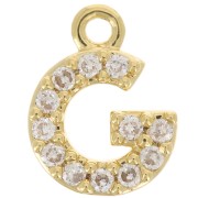 8mm alphabet letter Charm with zirconium oxide - G - Fine Gold plated - Crystal x1|raw }}