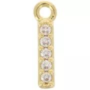 8mm alphabet letter Charm with zirconium oxide - I - Fine Gold plated - Crystal x1