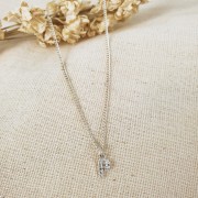 8mm alphabet letter Charm with zirconium oxide - B - Fine Silver Plating - Crystal x1