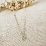 7mm alphabet letter Charm with zirconium oxide - O - Fine Silver Plating - Crystal x1