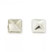 Square studs 6mm Silver tone x50