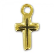 Cross Charms  13mm fine Gold plated x5