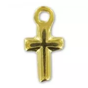 Cross Charms  13mm fine Gold plated x5