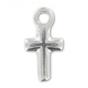 Cross Charms  13mm Silver tone x5