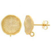 12mm Lotus Flower EarStuds - with open ring - Satin Fine Gold plated x2