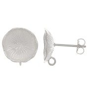 12mm Lotus Flower EarStuds - with open ring - Fine Silver plated x2|raw }}