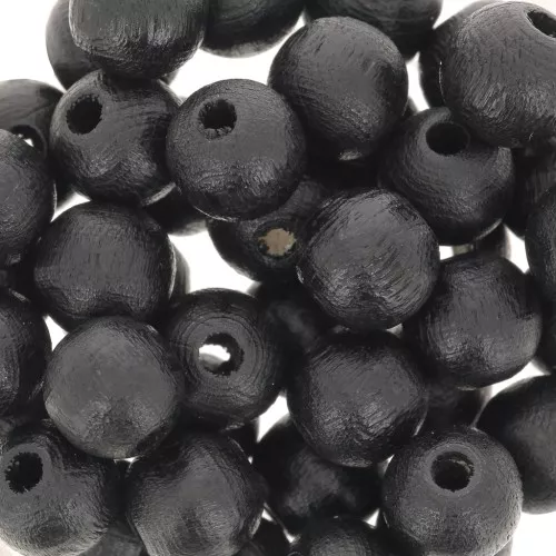 Wooden round beads 8mm Black x20