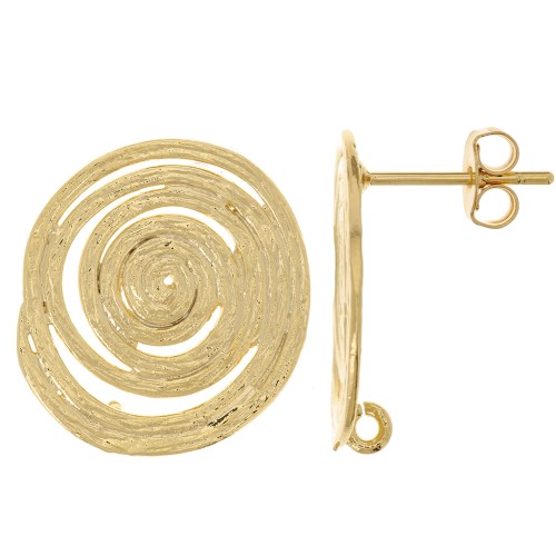 16mm Spiral EarStuds - with open ring - Fine gold plated x2