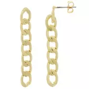 46x6mm EarStuds with curb chain - Gold Tone x2