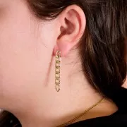 46x6mm EarStuds with curb chain - Gold Tone x2