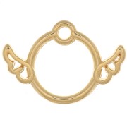 13x19mm hollowed-out circle Charm with wings - Fine Gold Plated x1|raw }}