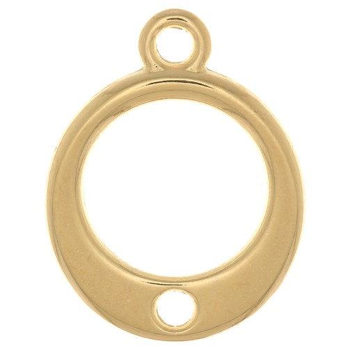 14mm hollow circle Charm with a hole - Fine Gold Plated x1