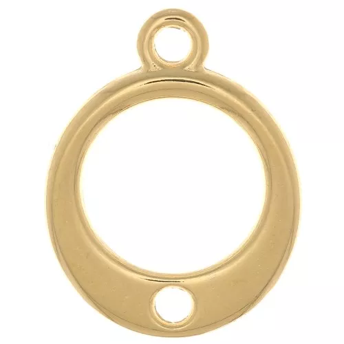 14mm hollow circle Charm with a hole - Fine Gold Plated x1