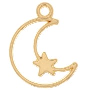 19x13.5mm half-moon hollowed out Pendant with star - Fine Gold Plated x1|raw }}