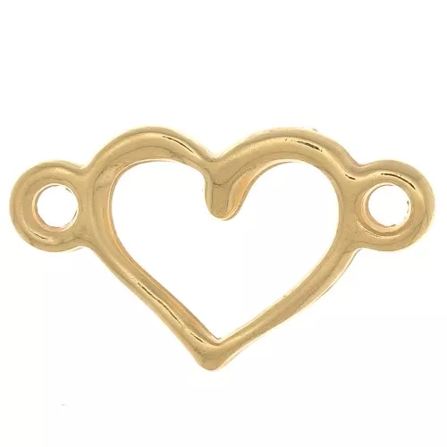 8x14.5mm 2-ring heart connector - Fine Gold plated x1