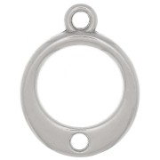 14mm hollow circle Charm with a hole - Antique silver plating x1