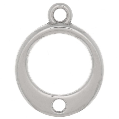 14mm hollow circle Charm with a hole - Antique silver plating x1