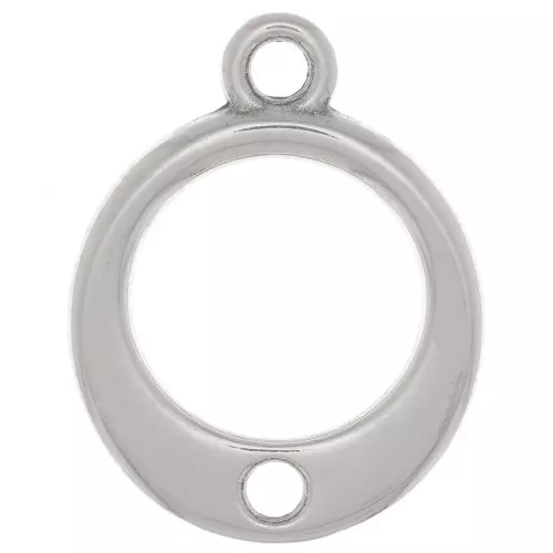 14mm hollow circle Charm with a hole - Antique silver plating x1