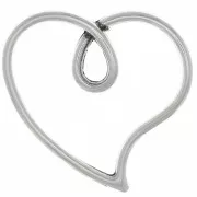 16x17mm Hollow Heart Pendant - Antique Silver Plating x1