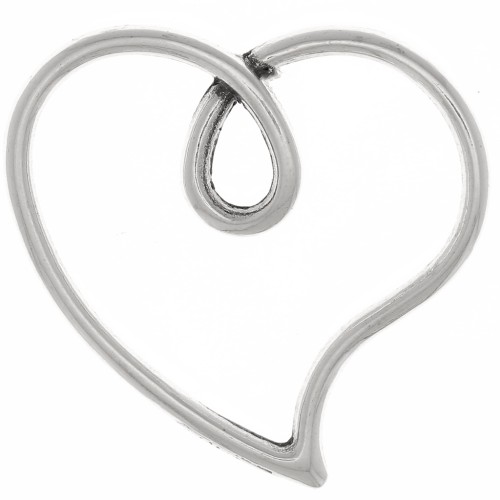 16x17mm Hollow Heart Pendant - Antique Silver Plating x1