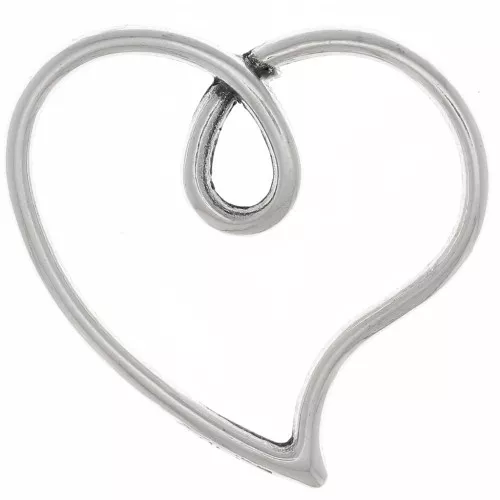 16x17mm Hollow Heart Pendant - Antique Silver Plating x1