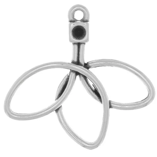 27x28mm Flower pendant for cabochon 1088 3mm - Antique silver plating x1