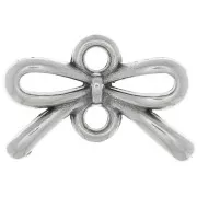 8x12.5mm 2-hole knot connector - Fine Antique silver plating x1