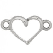 8x14.5mm 2-ring heart connector - Antique Fine silver plating x1|raw }}