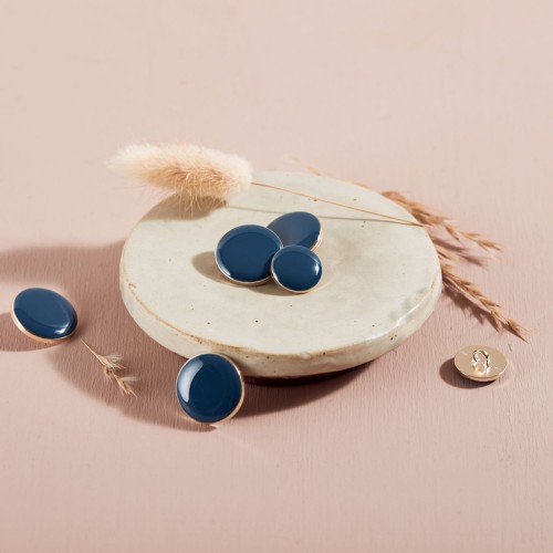 15mm Metal sewing button with tail - Atelier Brunette Dotty - River x1