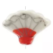 Ceramics 19x14mm Beige/Red x1