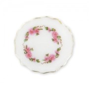 Ceramic saucer 15mm Pink flowers and edgung x1