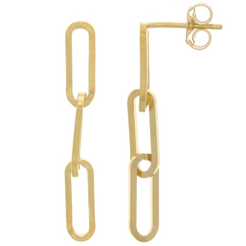 30x4mm Gold filled rectangle chain earStuds x2