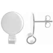 12mm Disc Earstuds with open clasp - Silver Tone x2