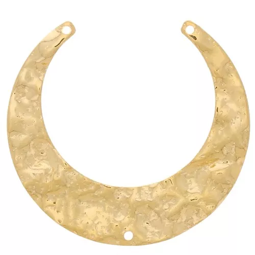 33x35mm half moon hammered Connector for necklace necklace - Fine Gold plated x1
