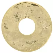 15mm Hammered Disc connector - Fine Gold Plated x1