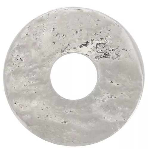 15mm Hammered Disc connector - Rhodium Tone x1