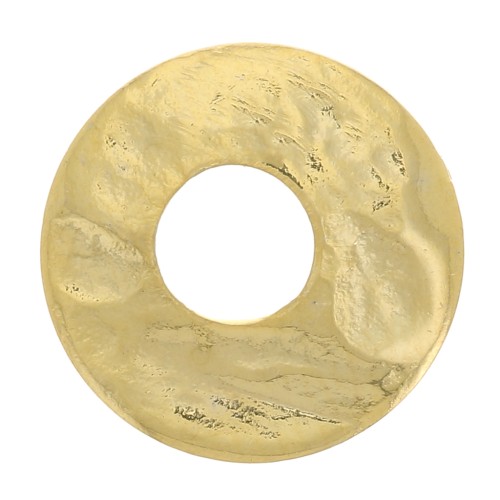 10mm Hammered Disc connector - Fine Gold Plated x1