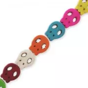 Bead Assortment of skulls in synthetic Howlite 15 mm Multicolored