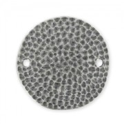 Hammered spacer round 2 holes 25mm Rhodium tone x1|raw }}