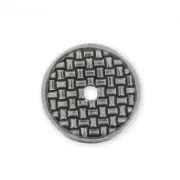 Decorated spacer round 1 hole 18mm Rhodium tone x1