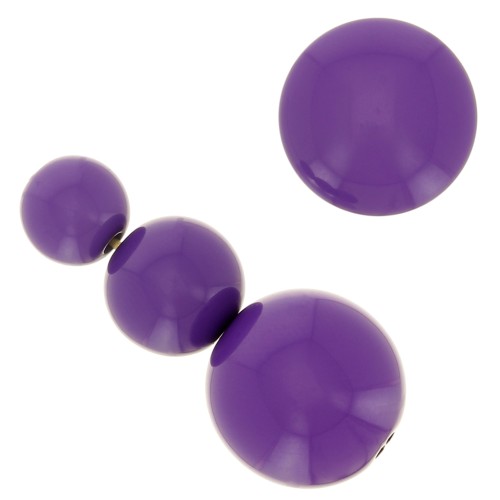 Assortment of 26 beads 8-10-14 mm & 2 cabochons in opaque resin - Purple x1