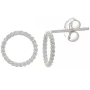10mm 925 Sterling Silver Hooped wire earstuds x2